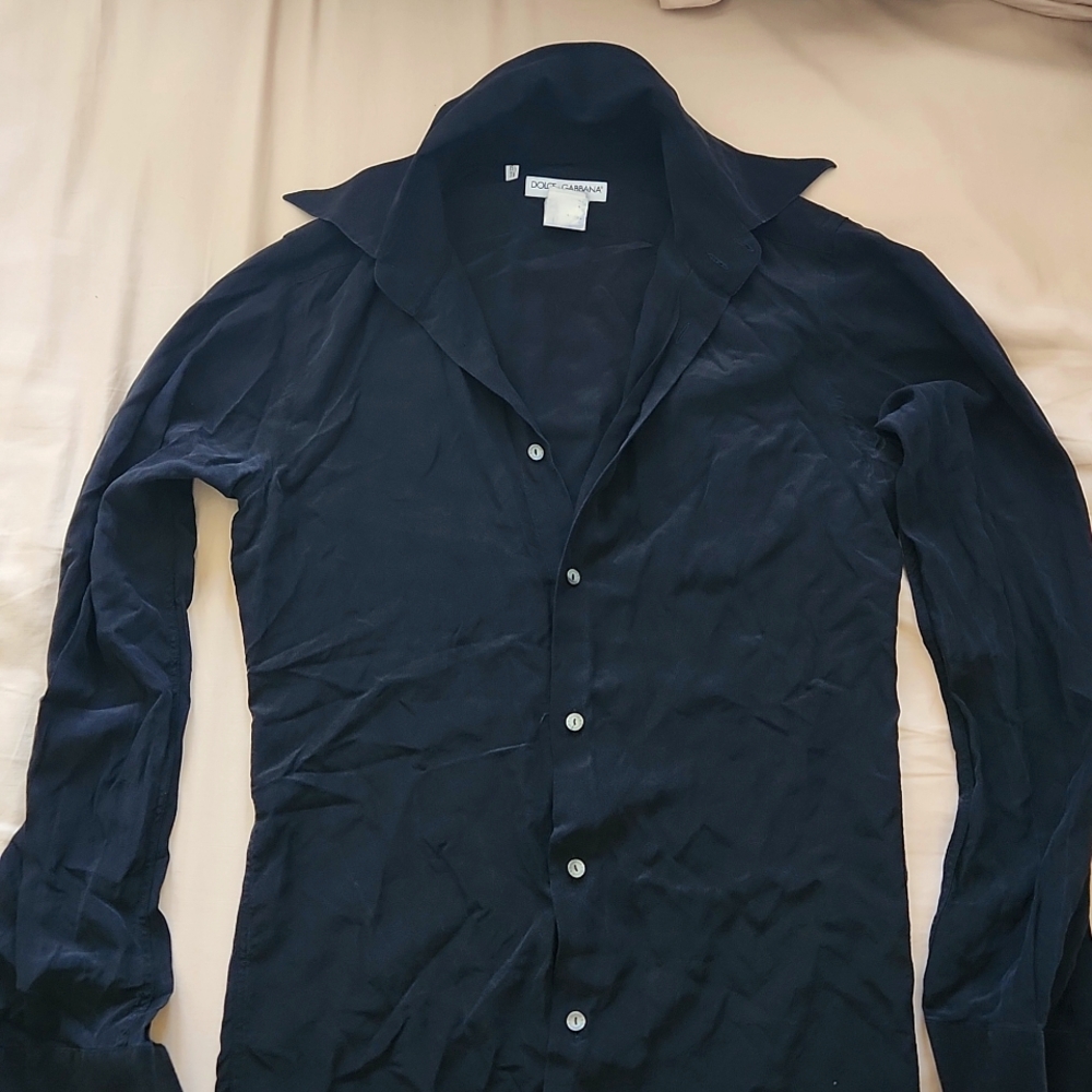 Dolce & Gabbana 100% silk black button down